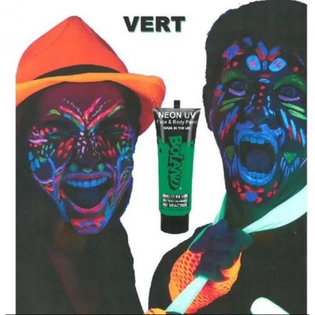 Déguisement - Tube de peinture UV corps et visage - Vert fluo - 10 ml