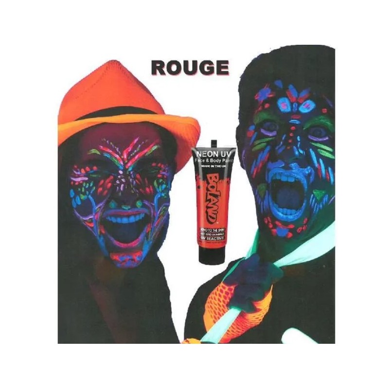 Déguisement - Tube de peinture UV corps et visage - Rouge fluo - 10 ml