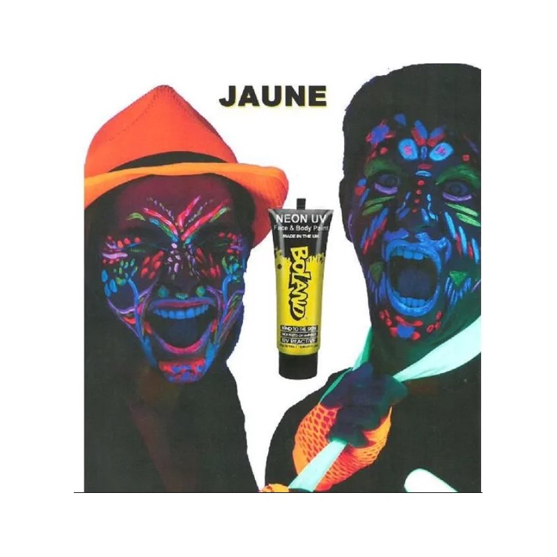 Déguisement - Tube de peinture UV corps et visage - Jaune fluo - 10 ml