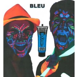 Déguisement - Tube de peinture UV corps et visage - Bleu fluo - 10 ml