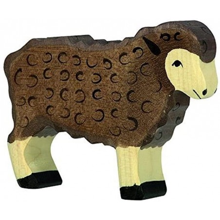 Holztiger - Figurine animal en bois - Mouton noir debout