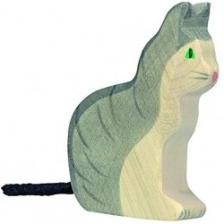 Holztiger - Figurine animal en bois - Chat assis