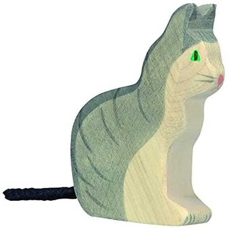 Holztiger - Figurine animal en bois - Chat assis