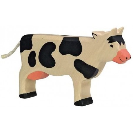 Holztiger - Figurine animal en bois - Vache noire debout