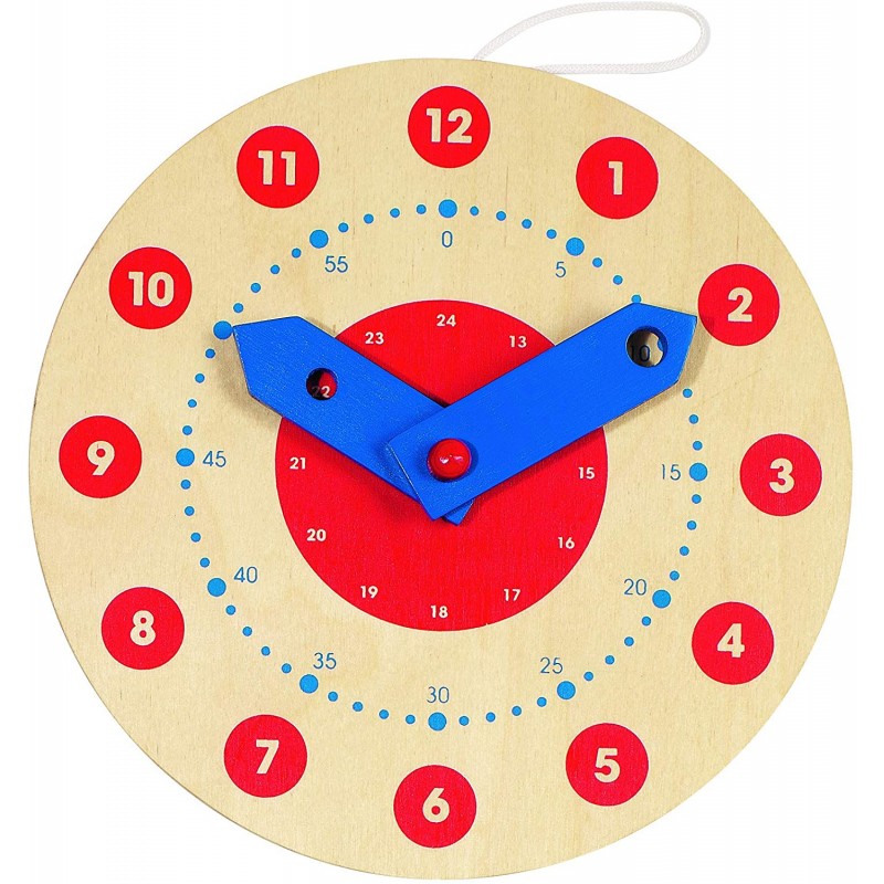 Goki - Jeu d'apprentissage - Horloge en bois - Grand modèle - Apprendre l'heure