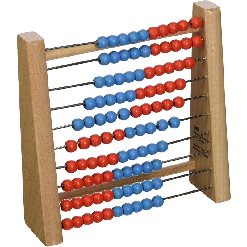 Goki - Jeu d'apprentissage - Boulier en bois - 100 boules colorées en 10 rangées