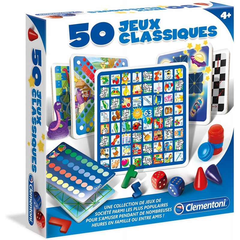 Clementoni - Jeu de société - Coffret de 50 jeux classiques