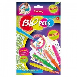 Blopens fluos pack de 5 feutres et 5 pochoirs