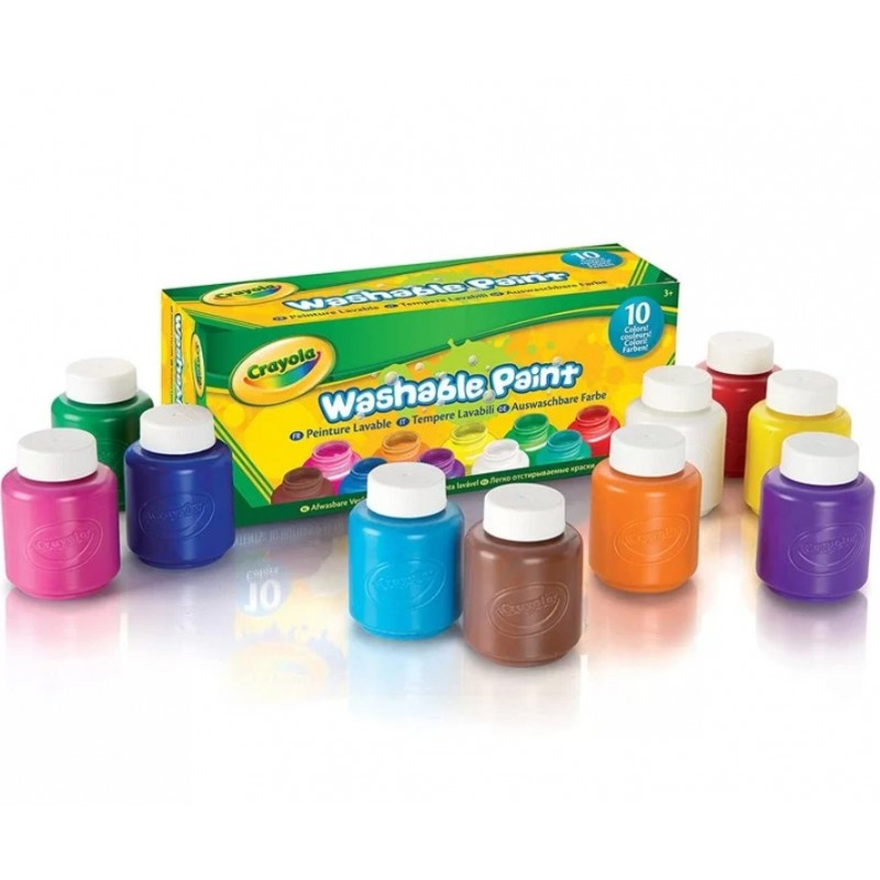 Crayola - Coffret de 10 Pots de peinture lavable