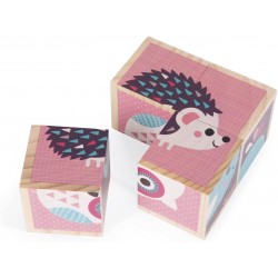 Janod - Mes premiers cubes - Bébés animaux - Puzzle en bois pour enfant