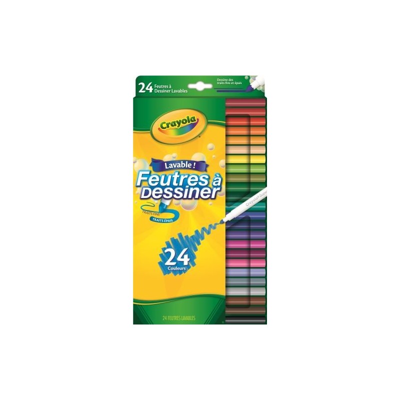 Crayola - Pochette de 24 feutres à dessiner