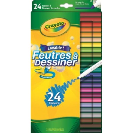 Crayola - Pochette de 24 feutres à dessiner
