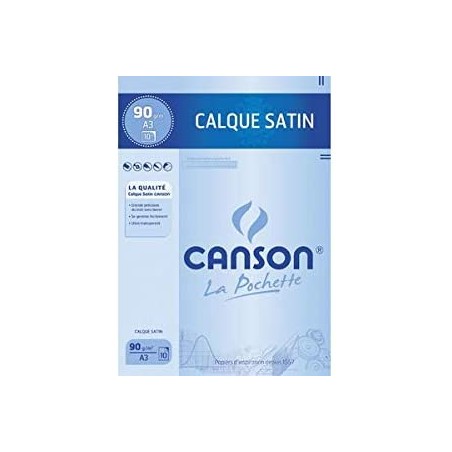 Canson - Beaux arts - Pochette de papier calque satin - 10 feuilles - A3 - 90 g/m2