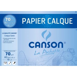 Canson - Beaux arts - Pochette de papier calque satin - 10 feuilles - A3 - 70 g/m2