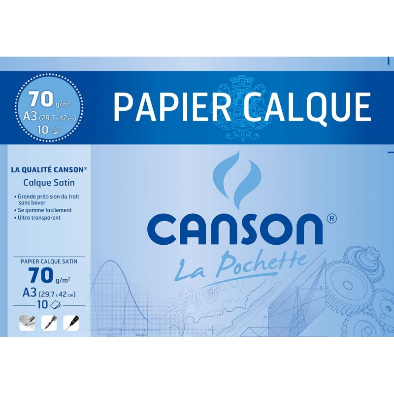 Canson - Beaux arts - Pochette de papier calque satin - 10
