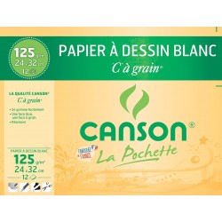 Canson - Beaux arts - Pochette de papier à dessin blanc - 12 feuilles - 24x32 cm - 125 g/m2