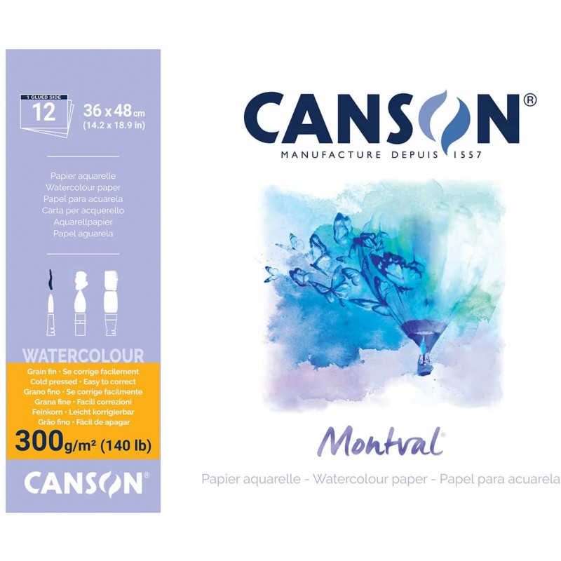 Canson - Beaux arts - Bloc à dessin Montval grain fin - 12 feuilles - 36x48 cm - 300 g/m2