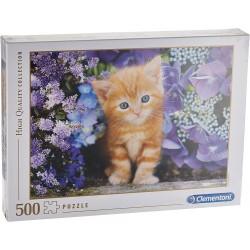 Clementoni - Puzzle 500 pièces - Chat roux dans les fleurs