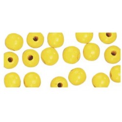 Rayher - Sachet de 115 perles en bois poli - Jaune - 6 mm