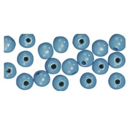 Rayher - Sachet de 115 perles en bois poli - Bleu clair - 6 mm