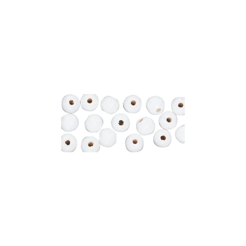 Lot de 115 perles en bois FSC 100 % polies 6 mm de diamètre Weiß