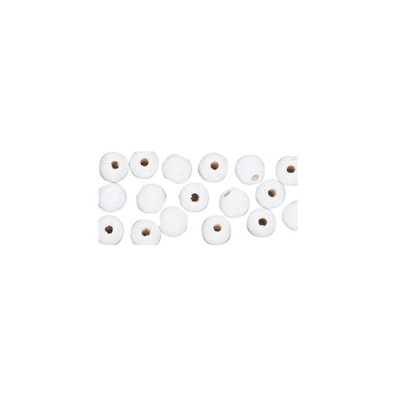 Rayher - Sachet de 115 perles en bois poli - Blanc - 6 mm