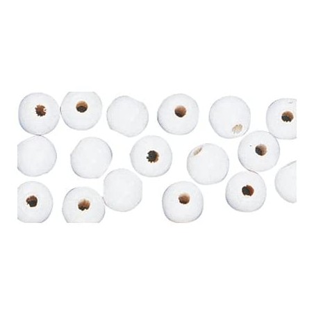 Lot de 115 perles en bois FSC 100 % polies 6 mm de diamètre Weiß
