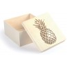 Boîte en bois ajourée à décorer - Ananas - 15 x 15 x 7,5 cm