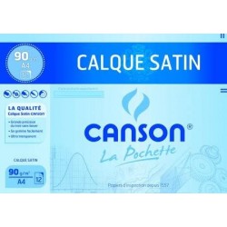 Canson - Beaux arts - Pochette de papier calque satin - 12 feuilles - A4 - 90 g/m2