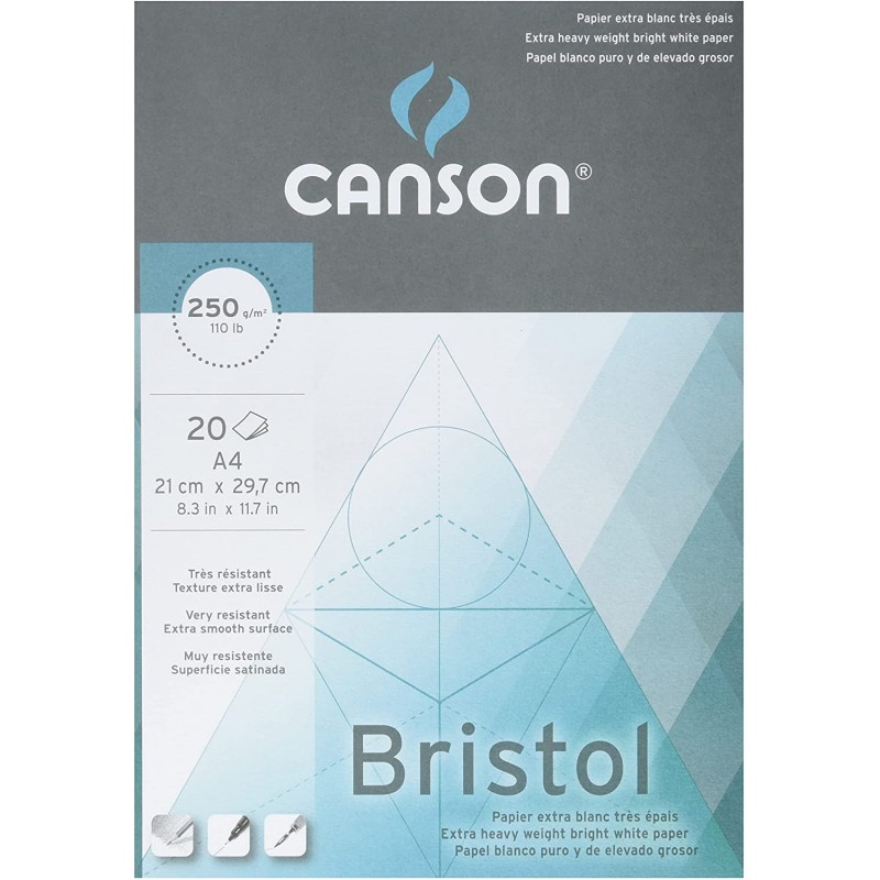 Bloc de papier Bristol 250 g/m² 20 feuilles A4 Canson chez Rougier & Plé