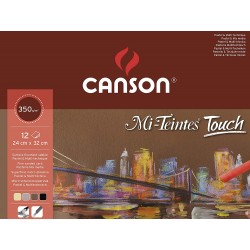 Canson - Beaux arts - Bloc collé de papier mi-teintes Touch - 12 feuilles - 24x32 cm - 350 g/m2