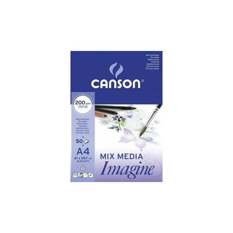 Canson - Beaux arts - Bloc encollé imagine blanc - 50 feuilles - A4 - 200 g/m2