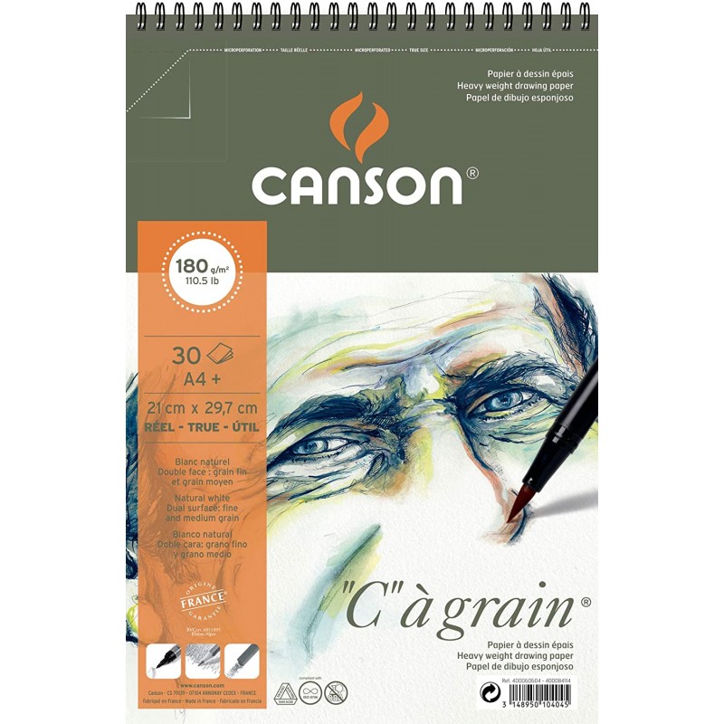 Canson - Beaux arts - Bloc à spirales grain blanc - 30 feuilles - A4 - 180 g/m2