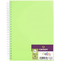 Canson - Beaux arts - Cahier de notes vert à reliure anneaux - 50 feuilles - A5 - 120 g/m2