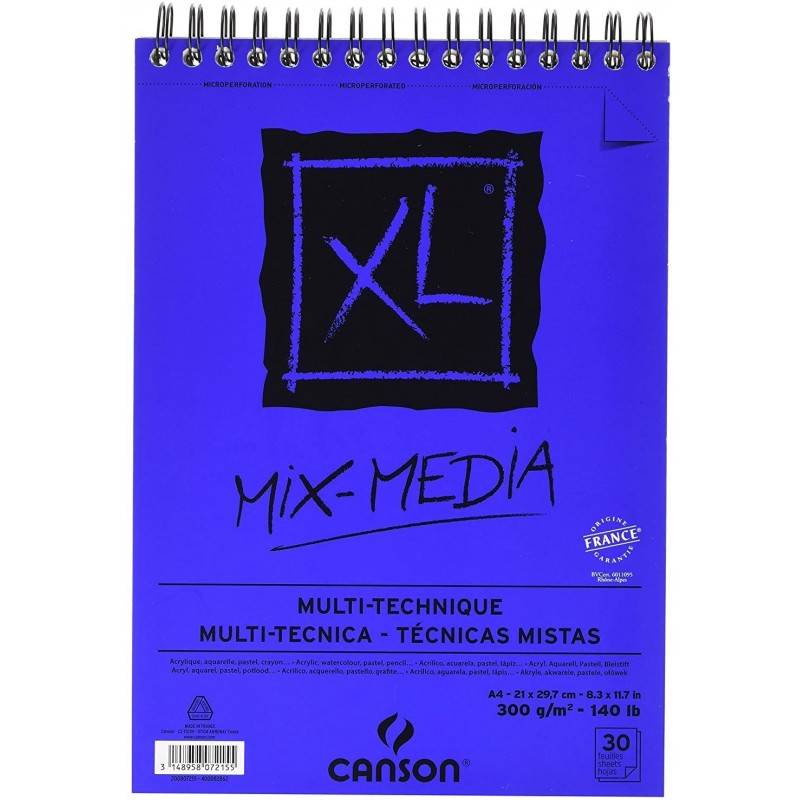 Canson - Beaux arts - Bloc XL mix média - 30 feuilles - A4 - 300 g/m2