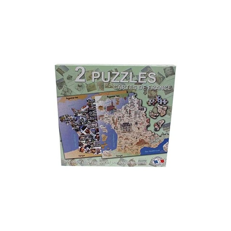 Ferriot Cric - Puzzle - Coffret de 2 puzzles - Départements et régions de France