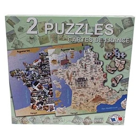 Ferriot Cric - Puzzle - Coffret de 2 puzzles - Départements et régions de France