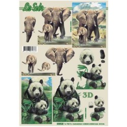 Carterie 3D A4 - Eléphants et pandas