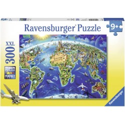 Ravensburger - Puzzle 300 pièces XXL - Carte des monuments du monde
