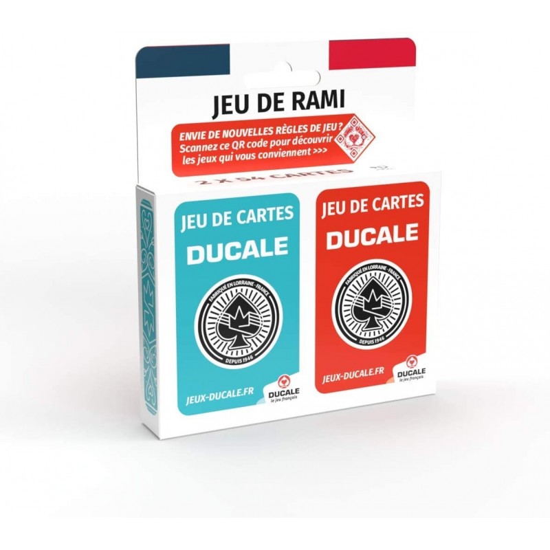 Jeu de société - Ducale - 2 jeux de 54 cartes - Rami, canasta, 64, crapette