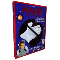 Jeu de société - Kit de magicien - Cape gants et baguette - 20 tours de magie