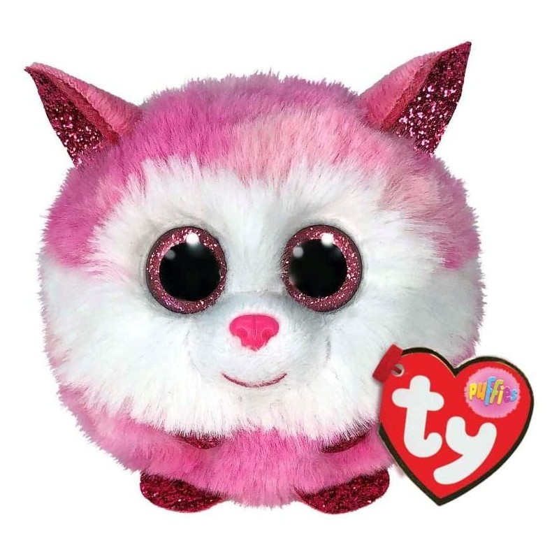 Peluche TY - Puffies 10 cm - Princess le chien husky rose