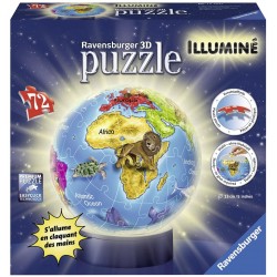 Ravensburger - Puzzle 3D Ball 72 pièces illuminé - Globe
