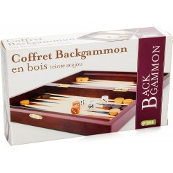 Jeu de société - Coffret de Backgammon en bois - Teinte acajou