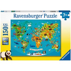 Ravensburger - Puzzle 150 pièces XXL - La carte du monde des animaux