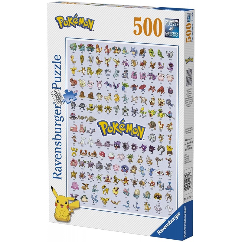 Puzzle 500 pièces Ravensburger Pokémon Pokédex première génération