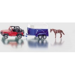 Siku - 1651 - Véhicule miniature - Jeep avec remorque à chevaux