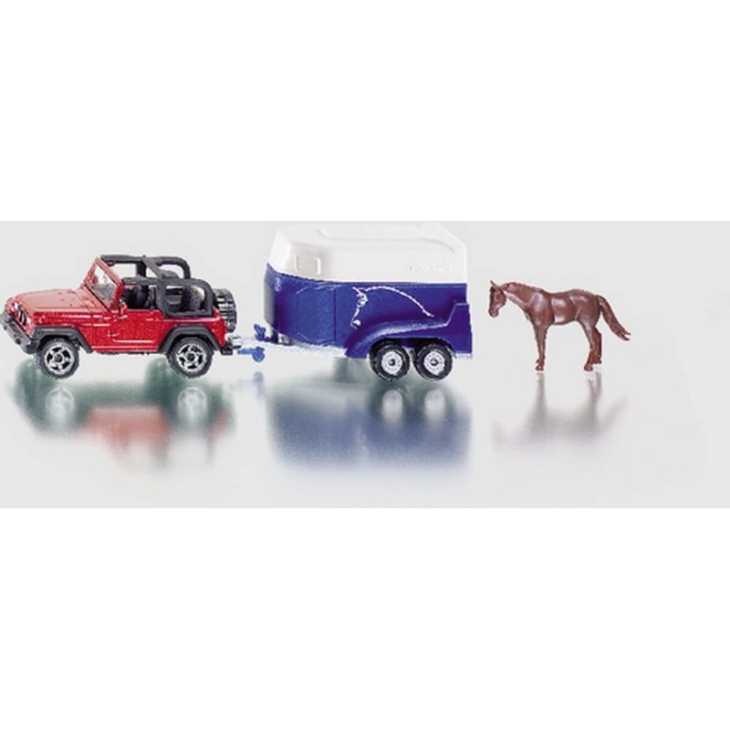 Siku - 1651 - Véhicule miniature - Jeep avec remorque à chevaux