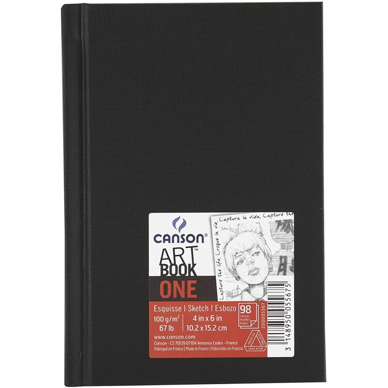 Canson - Beaux arts - Carnet Art Book noir - 100 feuilles de croquis - 10 x 15 cm - 100 g/m2