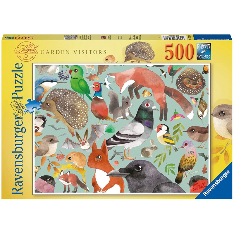 Ravensburger - Puzzle 500 pièces - Les visiteurs du jardin - Matt Sewell